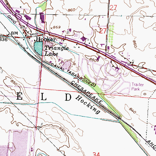 Topographic Map of Greenfield Creek, OH