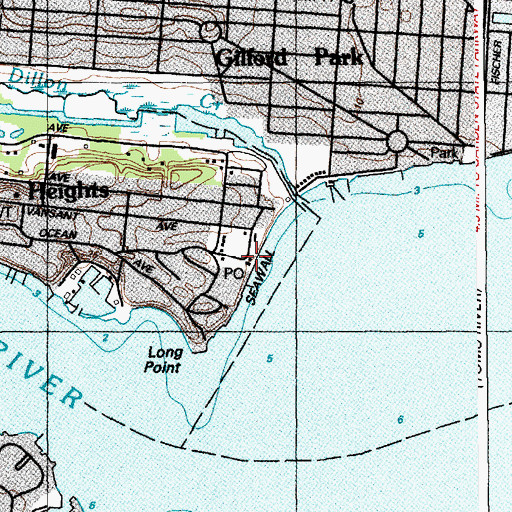 Topographic Map of Island Heights Post Office, NJ