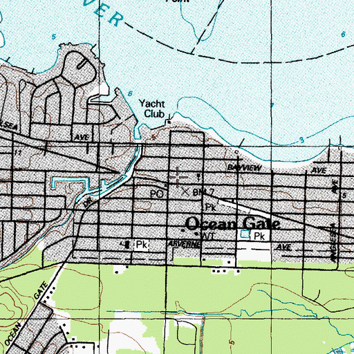 Topographic Map of Ocean Gate Post Office, NJ