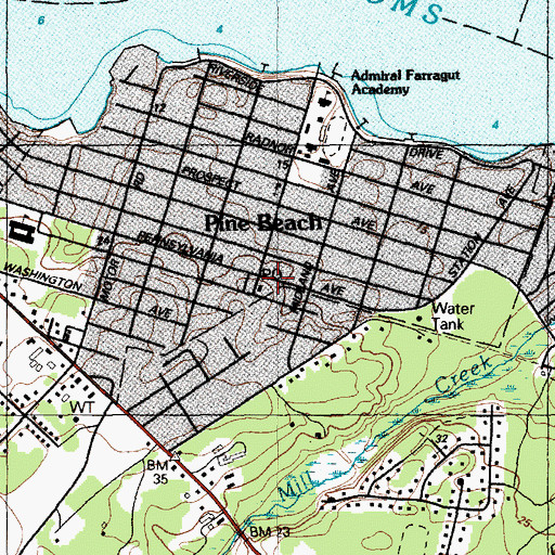 Topographic Map of Pine Beach Post Office, NJ