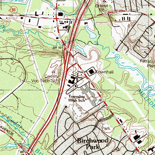 Topographic Map of Brick Center Vocational School, NJ