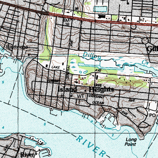 Topographic Map of Island Heights Elementary School, NJ