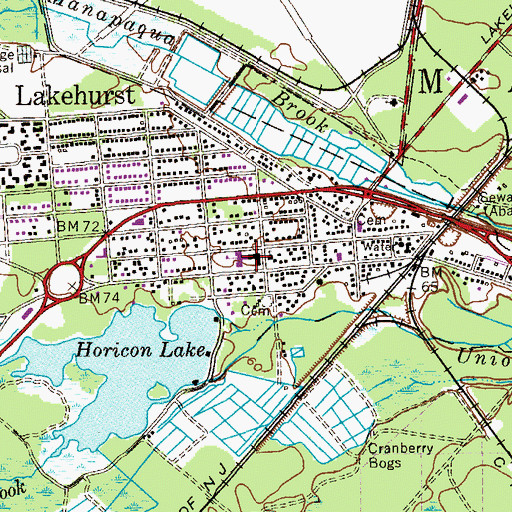 Topographic Map of Lakehurst Elementary School, NJ