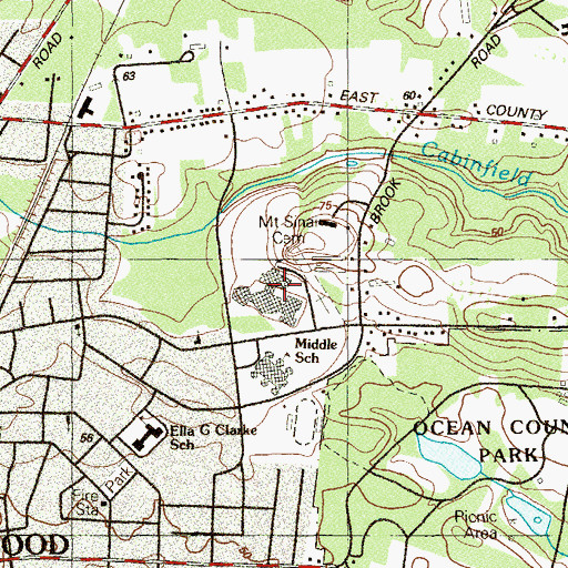 Topographic Map of Lakewood High School, NJ