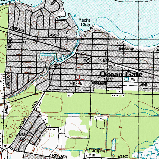 Topographic Map of Ocean Gate Elementary School, NJ