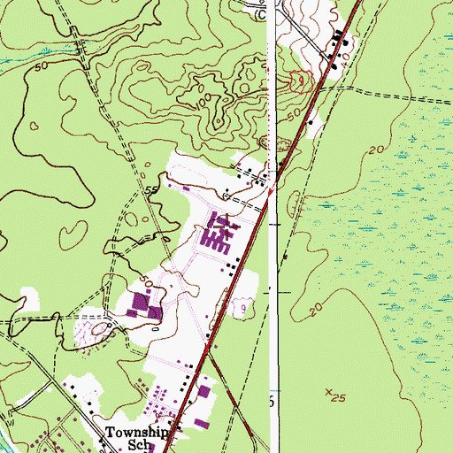 Topographic Map of Southern Regional High School, NJ