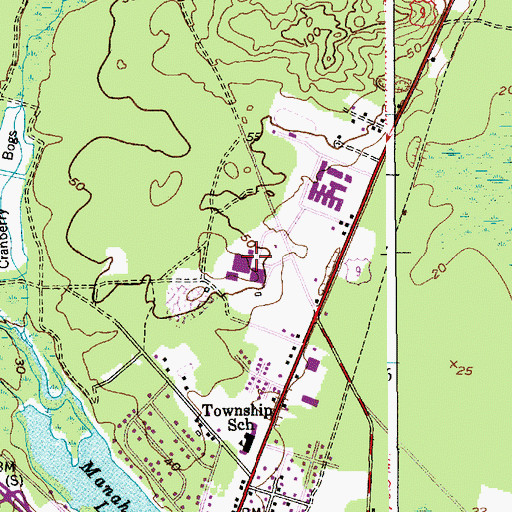 Topographic Map of Southern Regional Middle School, NJ