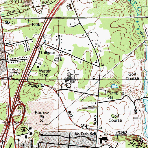 Topographic Map of Toms River Intermediate School - West, NJ