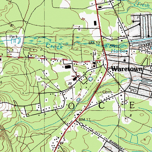 Topographic Map of Waretown Elementary School, NJ