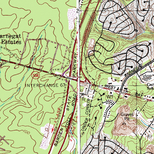 Topographic Map of Interchange 67, NJ