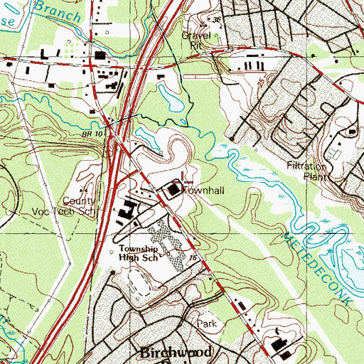 Topographic Map of Brick Township Municipal Building, NJ