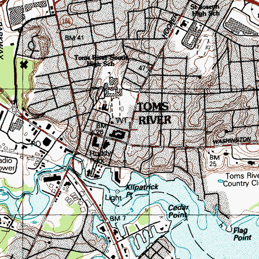 Topographic Map of Ocean County Courthouse, NJ