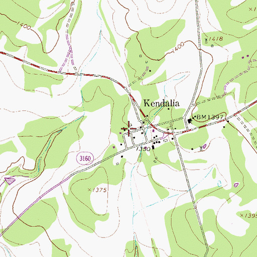 Topographic Map of Kendalia Community Church, TX