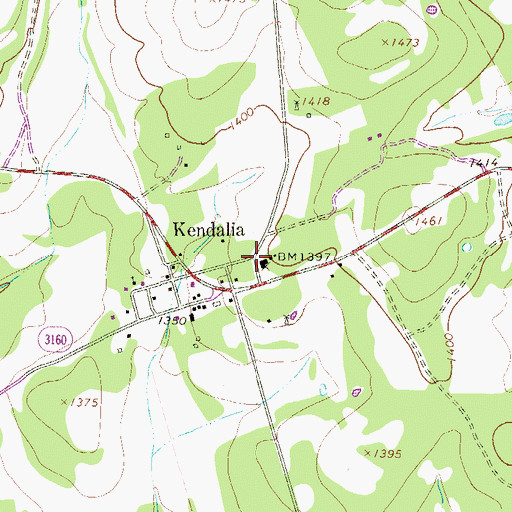 Topographic Map of Kendalia Public Library, TX