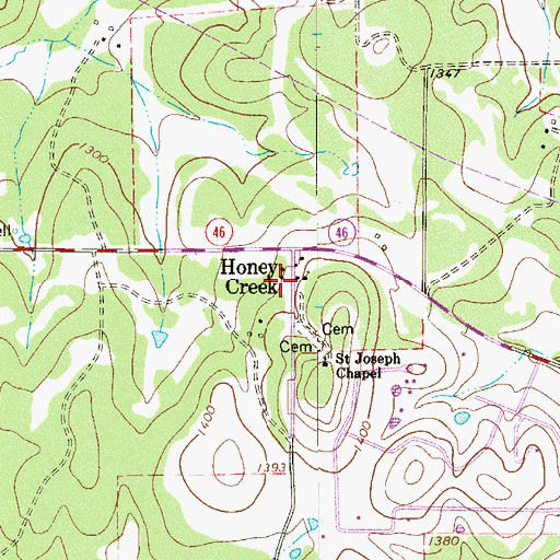 Topographic Map of Saint Joseph Catholic Church, TX