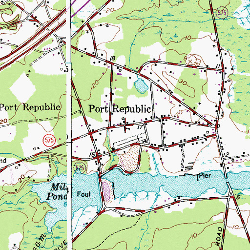 Topographic Map of Port Republic Elementary School, NJ