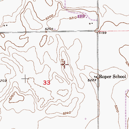 Topographic Map of Comanche Livestock Airport (historical), CO