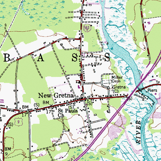 Topographic Map of Bass River Township Elementary School, NJ