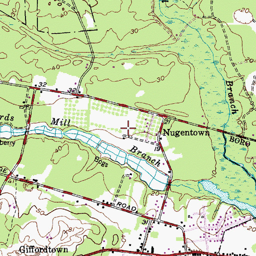 Topographic Map of Pinelands Regional High School, NJ