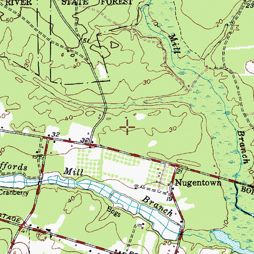 Topographic Map of Pinelands Regional Junior High School, NJ