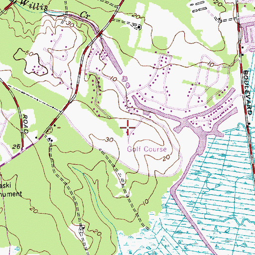 Topographic Map of Ocean County Golf Course at Atlantis, NJ
