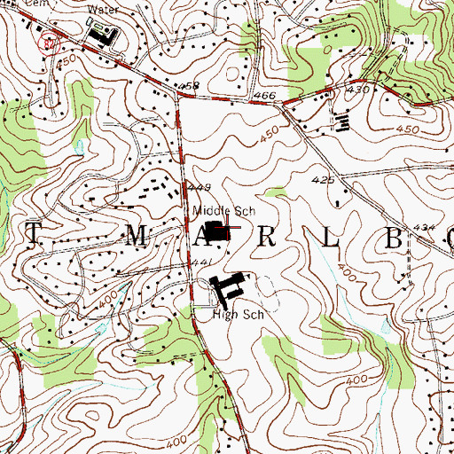 Topographic Map of Charles F Patton Middle School, PA