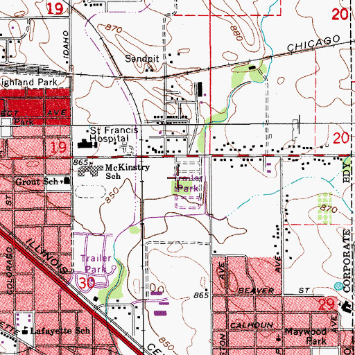 Topographic Map of Woodland Terraces Mobile Home Park, IA