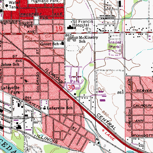 Topographic Map of Eastgate Estate Park, IA