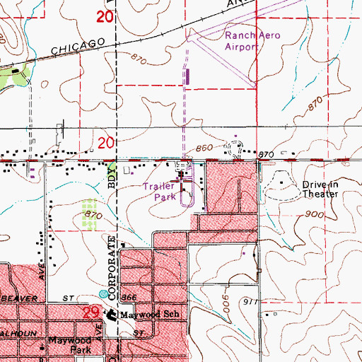 Topographic Map of Sky View Terrace Mobile Home Park, IA