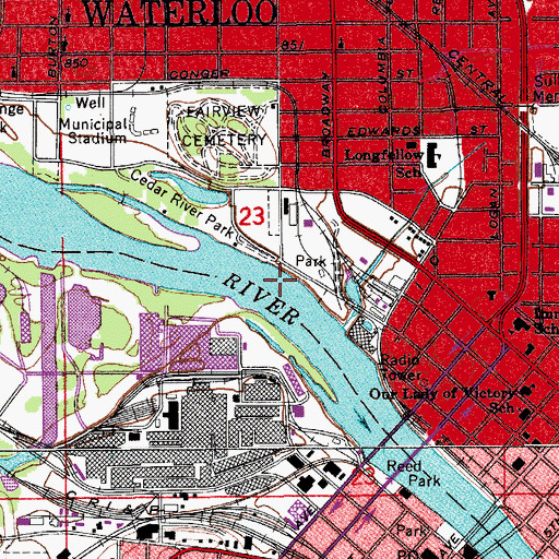 Topographic Map of Touchae Park, IA
