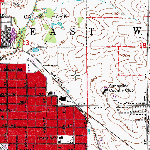 Topographic Map of Red Carpet Golf Course, IA