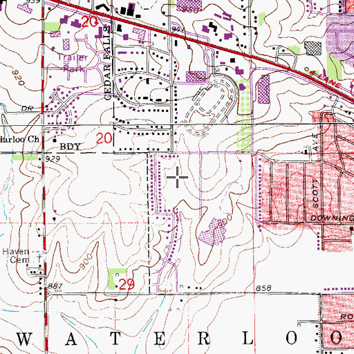 Topographic Map of Miriams Park, IA