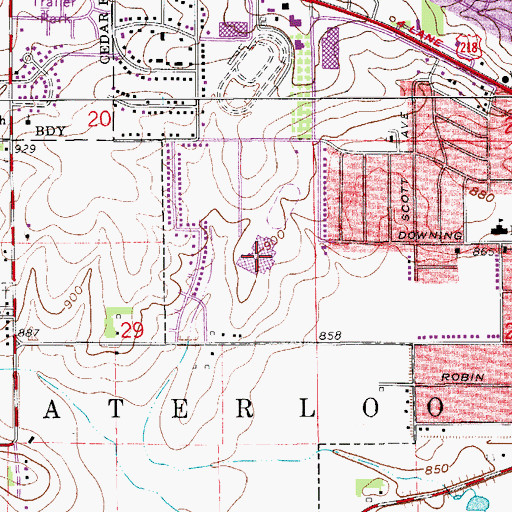 Topographic Map of Central Middle School, IA