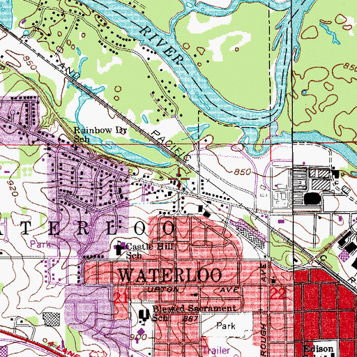 Topographic Map of Castle Bluff Park, IA