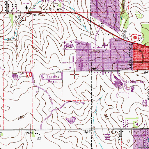 Topographic Map of Cedar Falls Church of Christ, IA