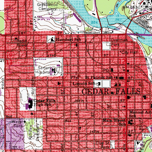 Topographic Map of First Church of Christ Scientist, IA
