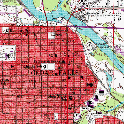Topographic Map of First Baptist Church, IA