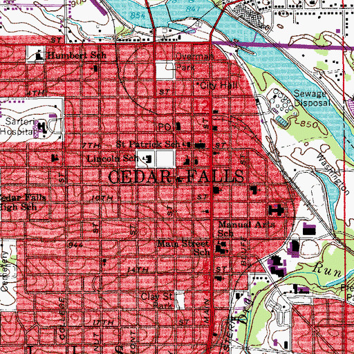 Topographic Map of Cedar Falls Mennonite Church, IA