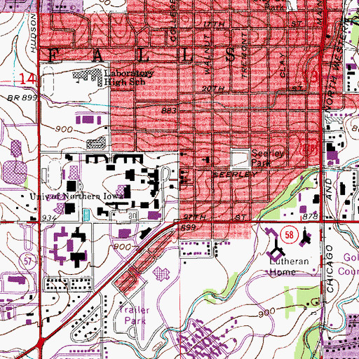 Topographic Map of Wesley Foundation United Methodist Campus Ministry, IA