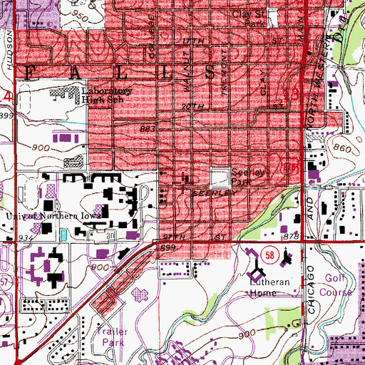 Topographic Map of College Hill Lutheran Church, IA