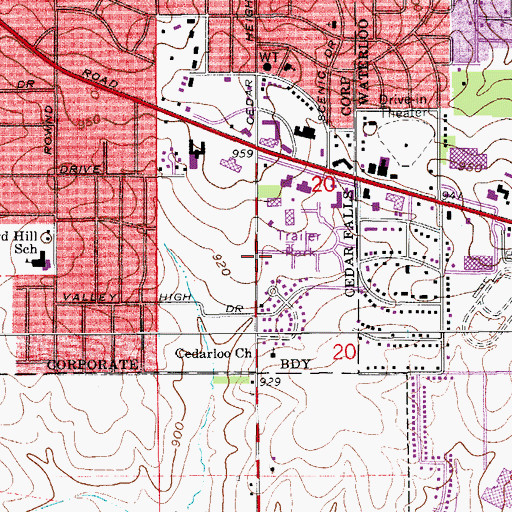 Topographic Map of Unitarian Universalist Society of Black Hawk County, IA