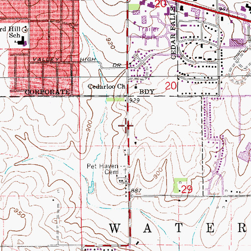 Topographic Map of Reorganized Church of Jesus Christ of Latter Day Saints, IA