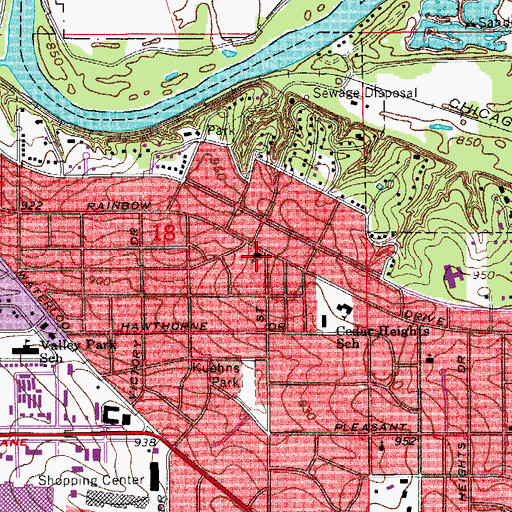 Topographic Map of Cedar Heights Presbyterian Church, IA