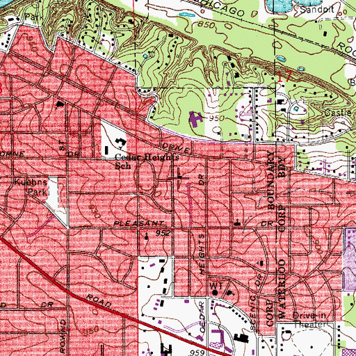 Topographic Map of Cedar Heights Baptist Church, IA