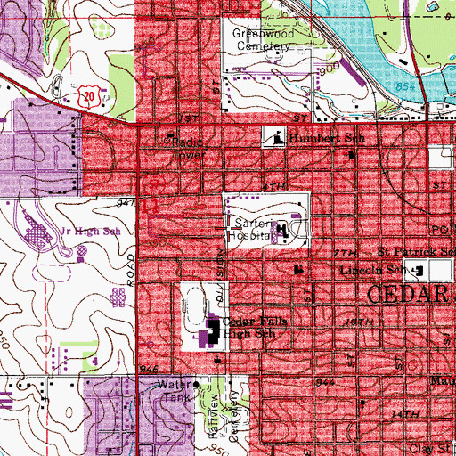 Topographic Map of Cedar Valley Medical Clinic, IA