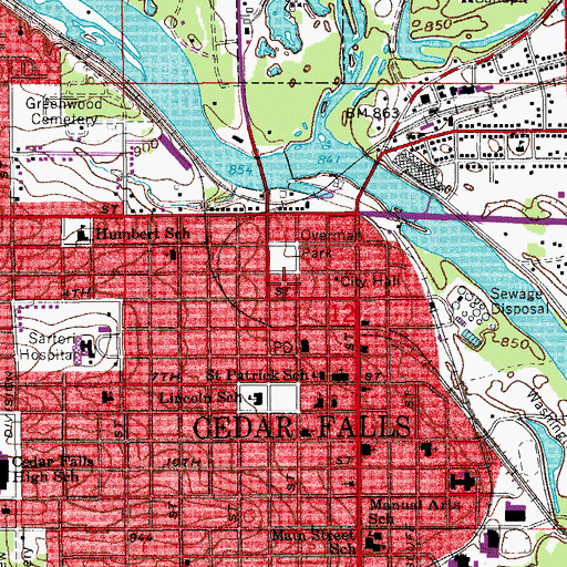 Topographic Map of First Tower Bell in Iowa Historical Marker, IA