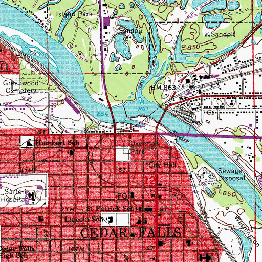 Topographic Map of Little Red School House Museum, IA