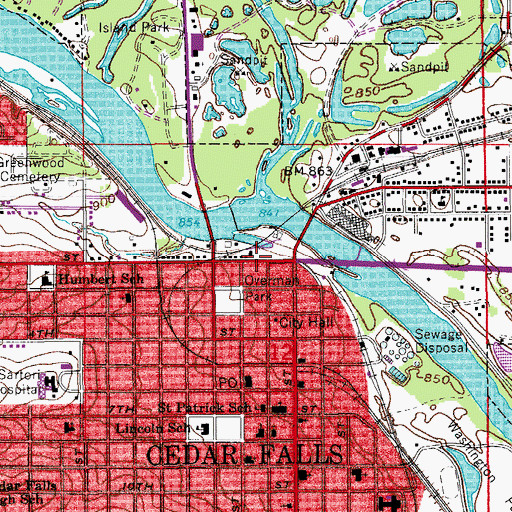 Topographic Map of Iowa Band Museum, IA