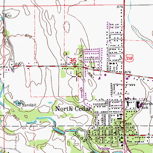 Topographic Map of Bess Streeter Aldrich Park, IA
