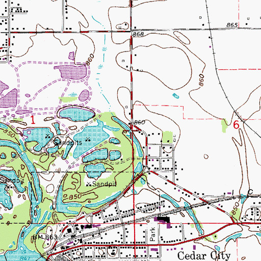 Topographic Map of Big Woods Lake Recreation Area, IA